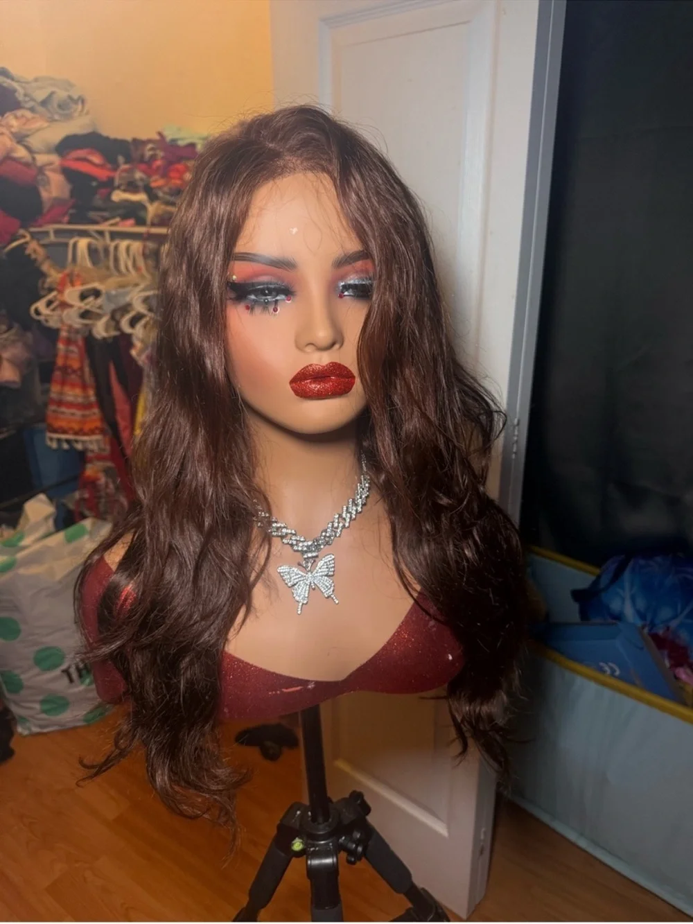 100% Human Hair Brown Auburn Lace Front Wig - 13x4 Lace